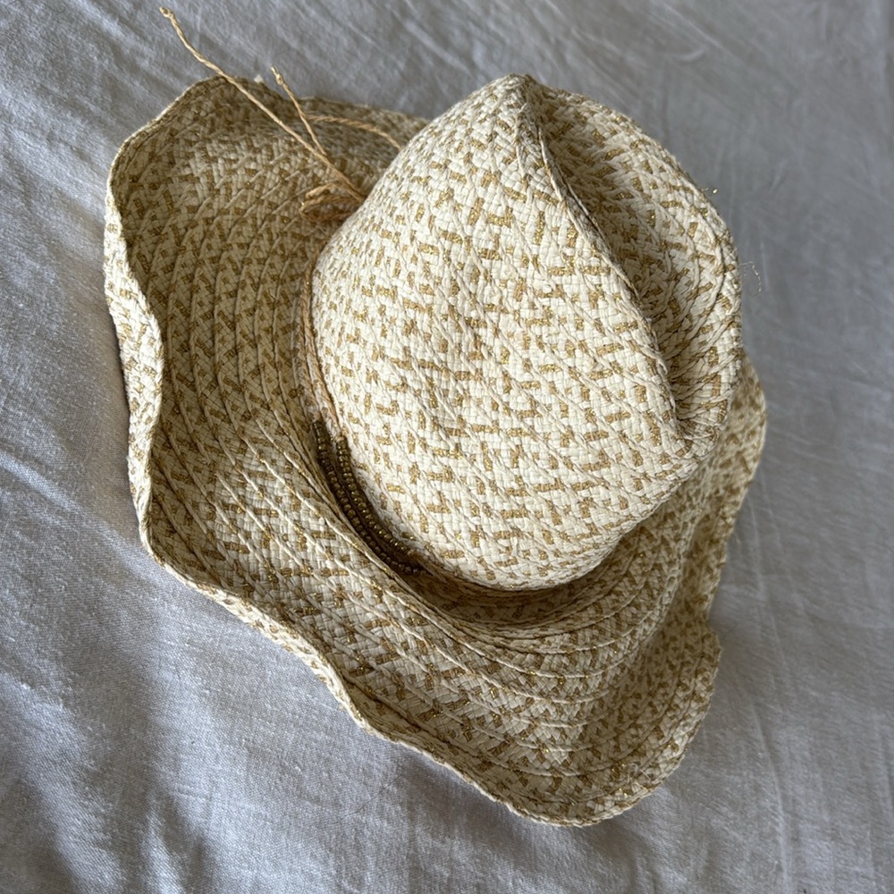 San Diego Hat Company Cream and Tan Woven Straw Hat